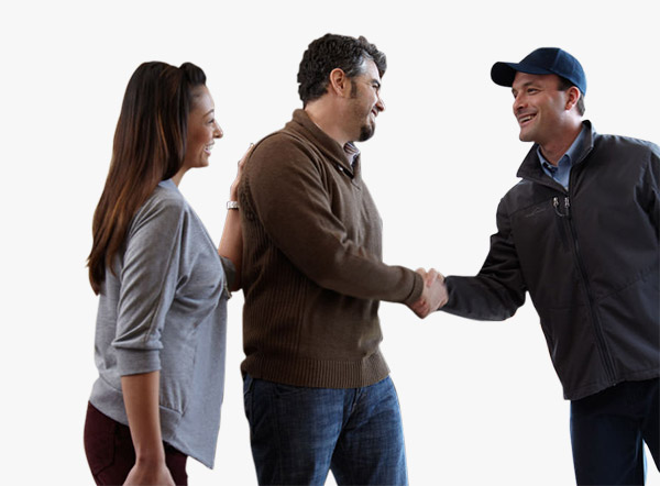 Fairhope HVAC repair - service technician greating happy customers
