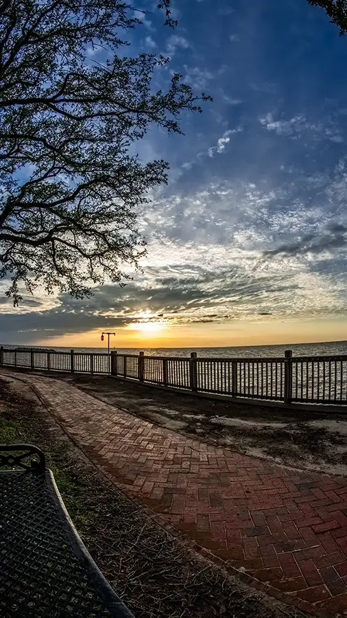 Farhope park brick walkway along Mobile Bay | Fairhope HVAC Repair